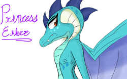 Size: 1920x1200 | Tagged: safe, artist:mildockart, character:princess ember, species:dragon, episode:gauntlet of fire, g4, my little pony: friendship is magic, colored sketch, female, looking back, simple background, solo, text, white background