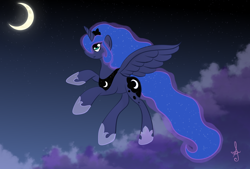 Size: 1600x1080 | Tagged: safe, artist:silversthreads, character:princess luna, species:alicorn, species:pony, accessories, female, night, solo