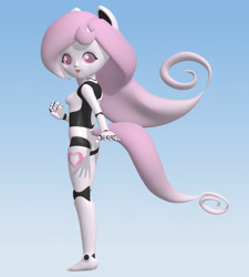 Size: 1800x2000 | Tagged: safe, artist:jdan-s, oc, oc only, oc:cyberia heart, species:human, 3d, blender, eared humanization, gradient background, humanized, looking back, robot, solo, tailed humanization