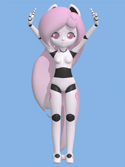 Size: 480x640 | Tagged: safe, artist:jdan-s, oc, oc only, oc:cyberia heart, species:human, 3d, animated, dancing, eared humanization, gif, humanized, loop, robot, solo, tailed humanization