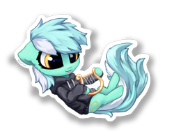Size: 1370x1068 | Tagged: safe, artist:inowiseei, character:lyra heartstrings, species:pony, species:unicorn, fanfic:background pony, chibi, clothing, cute, female, hnnng, hoodie, lyrabetes, lyre, mare, missing horn, simple background, smiling, solo, sticker, sweater, tongue out, transparent background