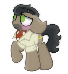 Size: 1083x1175 | Tagged: safe, artist:thefanficfanpony, character:doctor caballeron, species:earth pony, species:pony, blushing, floppy ears, impossibly large ears, male, simple background, solo, stallion, transparent background