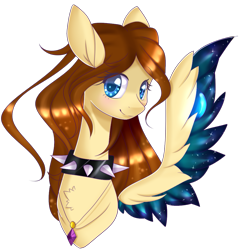 Size: 971x1017 | Tagged: safe, artist:clefficia, oc, oc only, oc:jessie, species:pegasus, species:pony, choker, colored wings, female, mare, multicolored wings, simple background, solo, spiked choker, transparent background