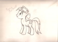 Size: 2333x1696 | Tagged: safe, artist:silversthreads, character:nurse redheart, species:earth pony, species:pony, clothing, daily sketch, female, hat, mare, nurse hat, pencil drawing, sketch, solo, traditional art