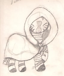 Size: 1328x1559 | Tagged: safe, artist:silversthreads, character:zecora, species:zebra, cloak, clothing, daily sketch, female, jewelry, sketch, solo, traditional art