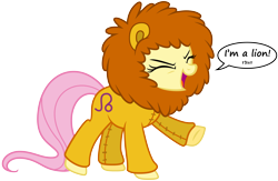 Size: 6041x3935 | Tagged: safe, artist:lahirien, artist:zutheskunk edits, edit, character:fluttershy, species:pony, .ai available, absurd resolution, animal costume, big cat, clothing, costume, cute, leo, lion, shyabetes, simple background, transparent background, vector, vector edit, zodiac
