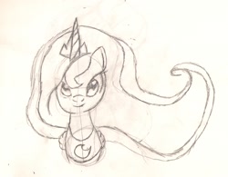 Size: 1708x1333 | Tagged: safe, artist:silversthreads, character:princess luna, species:alicorn, species:pony, chestplate, crown, daily sketch, female, jewelry, regalia, sketch, solo, traditional art