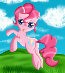 Size: 1250x1422 | Tagged: safe, artist:brok-enwings, character:pinkie pie, species:pony, female, solo, tongue out