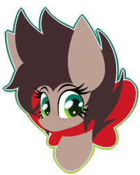 Size: 1833x2285 | Tagged: safe, artist:nekro-led, oc, oc only, oc:choco mocca, species:earth pony, species:pony, abstract background, bust, freckles, lineless, ribbon, simple background, solo, transparent background