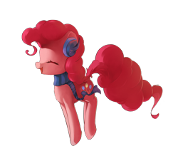 Size: 1600x1400 | Tagged: safe, artist:freeedon, character:pinkie pie, species:pony, clothing, earmuffs, eyes closed, female, happy, pronking, scarf, simple background, solo, sticker, transparent background