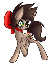 Size: 1522x1873 | Tagged: safe, artist:nekro-led, oc, oc only, oc:choco mocca, species:earth pony, species:pony, cutie mark, freckles, ribbon, simple background, solo, tail band, white background