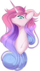 Size: 701x1243 | Tagged: safe, artist:clefficia, oc, oc only, oc:loli floss, species:dracony, species:pony, art trade, female, gradient hair, horn, hybrid, mare, simple background, smiling, transparent background