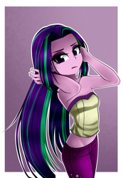 Size: 900x1300 | Tagged: safe, artist:nekojackun, character:aria blaze, my little pony:equestria girls, bare shoulders, female, long hair, looking at you, loose hair, midriff, shoulderless, sleeveless, solo, strapless, tube top