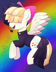 Size: 2340x3000 | Tagged: safe, artist:moozua, character:songbird serenade, species:pegasus, species:pony, my little pony: the movie (2017), female, headworn microphone, mare, rainbow, rainbow (song), sia (singer), sparkles