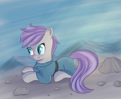 Size: 2796x2286 | Tagged: safe, artist:brok-enwings, character:maud pie, species:earth pony, species:pony, alternate hairstyle, blushing, cute, female, mare, maudabetes, prone, smiling, solo