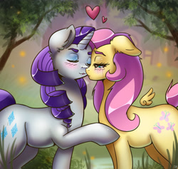 Size: 3543x3354 | Tagged: safe, artist:pitchyy, character:fluttershy, character:rarity, species:pegasus, species:pony, species:unicorn, ship:rarishy, blushing, crying, female, lesbian, mare, shipping