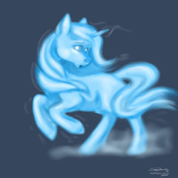 Size: 1000x1000 | Tagged: safe, artist:littlewolfstudios, species:pony, species:unicorn, female, ghost, ghostmare, halloween, holiday, mare, phantom, solo, spook, spooked, spooky