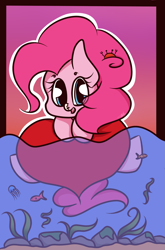 Size: 2051x3117 | Tagged: safe, artist:hedgehog-plant, character:pinkie pie, species:crab, species:earth pony, species:pony, female, fish, floating, heart, jellyfish, mare, solo, water
