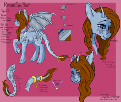 Size: 1200x1015 | Tagged: safe, artist:littlewolfstudios, oc, oc only, oc:raven eve'hart, species:dracony, species:dragon, species:pony, female, flutter style hair, hybrid, mare, reference sheet, tail wrap