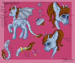 Size: 1200x1015 | Tagged: safe, alternate version, artist:littlewolfstudios, oc, oc only, oc:raven eve'hart, species:dracony, species:dragon, species:pony, female, hybrid, mare, ponytail, reference sheet, tail wrap