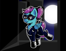 Size: 429x333 | Tagged: safe, artist:moonlightfan, oc, oc only, species:pegasus, species:pony, clothing, female, mare, solo, superhero