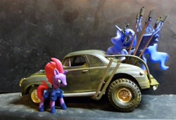 Size: 3107x2128 | Tagged: safe, artist:lonewolf3878, character:princess luna, character:tempest shadow, my little pony: the movie (2017), 41 plymouth, car, irl, mad max, mad max fury road, model, photo, toy