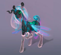 Size: 600x538 | Tagged: safe, artist:oneofyouare, character:queen chrysalis, species:changeling, species:pony, changeling queen, female, mare, raised leg, solo, spread wings, standing, wings