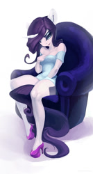 Size: 641x1200 | Tagged: safe, artist:oneofyouare, character:rarity, species:anthro, clothing, dress, female, high heels, lidded eyes, looking at you, shoes, solo