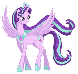 Size: 1087x1024 | Tagged: safe, artist:wangkingfun, character:starlight glimmer, species:alicorn, species:pony, alicornified, crown, female, jewelry, mare, peytral, race swap, regalia, simple background, solo, starlicorn, white background, xk-class end-of-the-world scenario