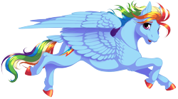 Size: 2070x1150 | Tagged: safe, artist:kittehkatbar, character:rainbow dash, species:pegasus, species:pony, colored hooves, female, horse, mare, open mouth, solo, tail feathers, unshorn fetlocks, wings