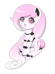 Size: 1500x2000 | Tagged: safe, artist:jdan-s, oc, oc only, oc:cyberia heart, species:pony, 2018 community collab, derpibooru community collaboration, cute, ocbetes, robot, robot pony, simple background, sitting, smiling, solo, transparent background
