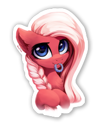 Size: 2000x2300 | Tagged: safe, artist:inowiseei, oc, oc only, oc:katie, species:pony, braid, braiding, bust, female, gift art, hairband, looking at you, mare, mouth hold, portrait, simple background, solo, transparent background