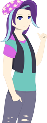 Size: 690x1811 | Tagged: safe, artist:totallynotabronyfim, character:starlight glimmer, species:human, my little pony:equestria girls, clothing, female, hat, humanized, pants, ripped pants, shirt, smiling, solo, thumbs up, vest