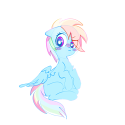 Size: 5000x5000 | Tagged: safe, artist:pinkablue, character:rainbow dash, absurd resolution, blushing, cute, dashabetes, female, floppy ears, simple background, solo, tsunderainbow, tsundere, white background