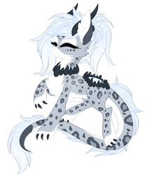 Size: 1600x1869 | Tagged: safe, artist:crystal-tranquility, oc, oc only, species:pony, species:snow leopard, big cat, female, mare, original species, pond pony, simple background, solo, transparent background, watermark