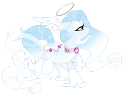 Size: 1600x1333 | Tagged: safe, artist:crystal-tranquility, oc, oc only, oc:snow angel, species:pony, female, halo, mare, original species, pond pony, simple background, solo, transparent background, watermark, wing ears