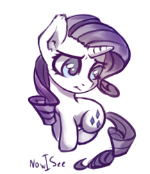 Size: 600x694 | Tagged: safe, artist:inowiseei, character:rarity, species:pony, species:unicorn, chibi, cute, ear fluff, female, mare, raribetes, simple background, sitting, solo, white background