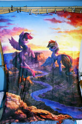 Size: 4000x6000 | Tagged: safe, artist:art-n-prints, artist:inowiseei, character:rainbow dash, character:twilight sparkle, character:twilight sparkle (alicorn), species:alicorn, species:pony, ship:twidash, canyon, female, lesbian, photo, river, scenery, shipping, traditional art