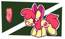Size: 1700x1030 | Tagged: safe, artist:hedgehog-plant, character:apple bloom, female, insect, one eye closed, solo