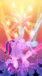 Size: 1024x1852 | Tagged: safe, artist:redchetgreen, character:twilight sparkle, character:twilight sparkle (alicorn), species:alicorn, species:pony, cutie mark, female, glowing eyes, solo, suspended