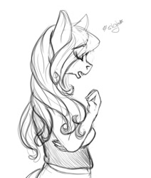 Size: 762x900 | Tagged: safe, artist:littlewolfstudios, oc, oc:mistress foxxie hearts, species:anthro, annoyed, ask, bust, curly, curly mane, doodle, female, profile, sigh, sketch, tumblr
