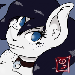Size: 1440x1440 | Tagged: safe, artist:dimvitrarius, oc, oc:lamika, species:anthro, species:pegasus, species:pony, choker, female, freckles, jewelry, pendant, shoulder freckles, simple background, solo