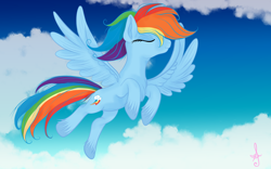 Size: 7000x4375 | Tagged: safe, artist:silversthreads, character:rainbow dash, species:pegasus, species:pony, absurd resolution, cloud, female, flying, solo, unshorn fetlocks