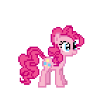 Size: 128x126 | Tagged: safe, artist:deathpwny, character:pinkie pie, species:earth pony, species:pony, desktop ponies, animated, female, gif, how, party horn, pinkie being pinkie, pixel art, simple background, solo, spontaneous combustion, sprite, teleportation, transparent background