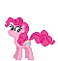 Size: 120x126 | Tagged: safe, artist:deathpwny, character:pinkie pie, species:earth pony, species:pony, desktop ponies, animated, clothing, female, gif, hat, pixel art, simple background, solo, sprite, transparent background, umbrella hat