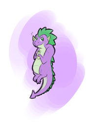 Size: 1200x1600 | Tagged: safe, artist:uunicornicc, character:spike, species:dragon, abstract background, floating, male, older, older spike, scroll, small, smiling, solo