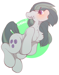 Size: 2187x2759 | Tagged: safe, artist:kribbles, character:marble pie, species:earth pony, species:pony, abstract background, blushing, cheek fluff, chest fluff, cute, ear fluff, female, floppy ears, looking at you, marblebetes, mare, neck fluff, open mouth, profile, solo