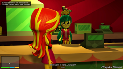 Size: 3840x2160 | Tagged: safe, artist:aryatheeditor, character:juniper montage, character:sunset shimmer, equestria girls:mirror magic, g4, my little pony: equestria girls, my little pony:equestria girls, spoiler:eqg specials, 3d, grand theft auto, gta v