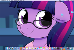 Size: 1760x1195 | Tagged: safe, artist:moozua, character:twilight sparkle, character:twilight sparkle (alicorn), species:alicorn, species:pony, cute, female, glasses, javascript, mac os x, operating system, solo, wallpaper