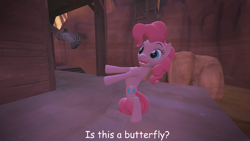 Size: 1024x576 | Tagged: safe, artist:moonlightdisney5, character:pinkie pie, species:pony, 3d, bipedal, female, is this a pigeon, meme, pigeon, pinkie being pinkie, solo